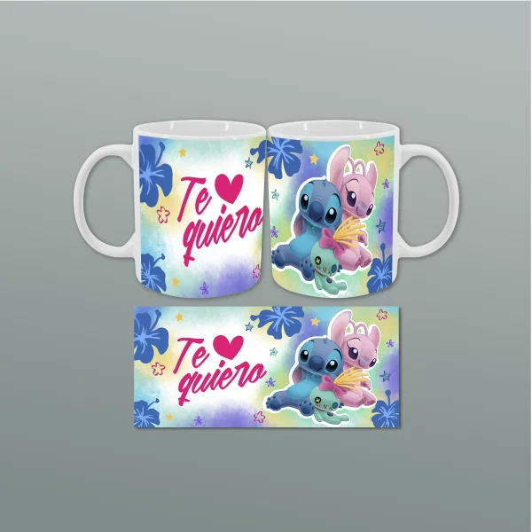 Taza Stitch y Angel amor