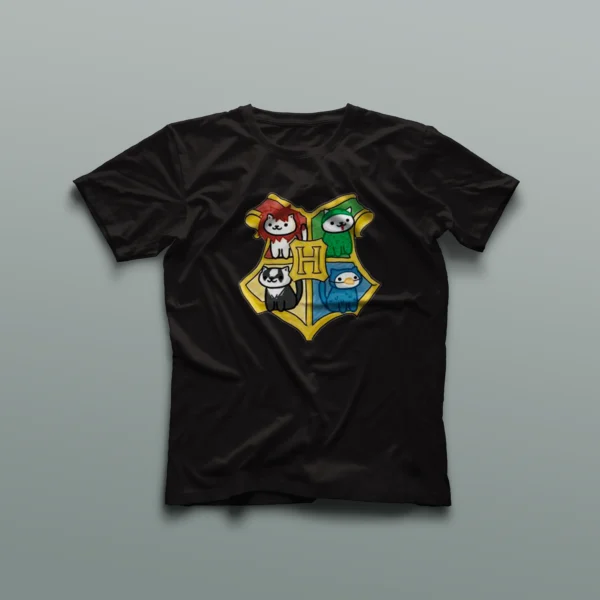 Camiseta escudo Hogwarts gatetes