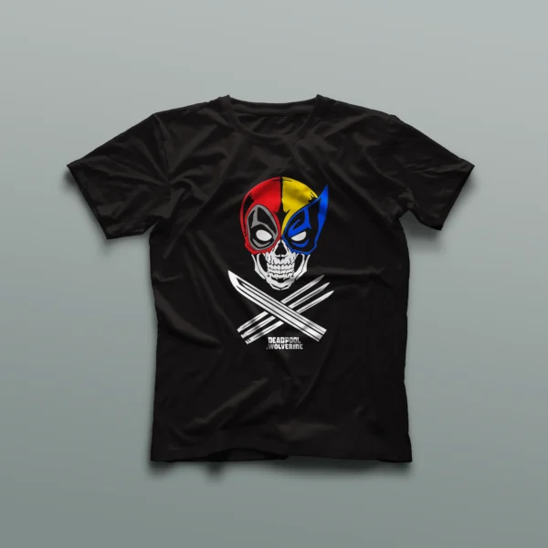 Camiseta personalizada de Deadpool y Wolverine - Mitades Icónicas de Héroes