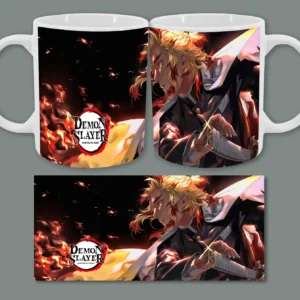 Taza de Kyojuro Rengoku en pleno ataque