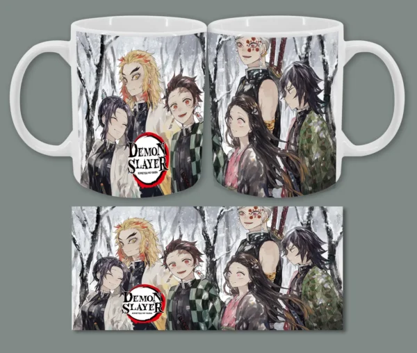 Taza de Tanjiro Nezuko y los Pilares en la Nieve
